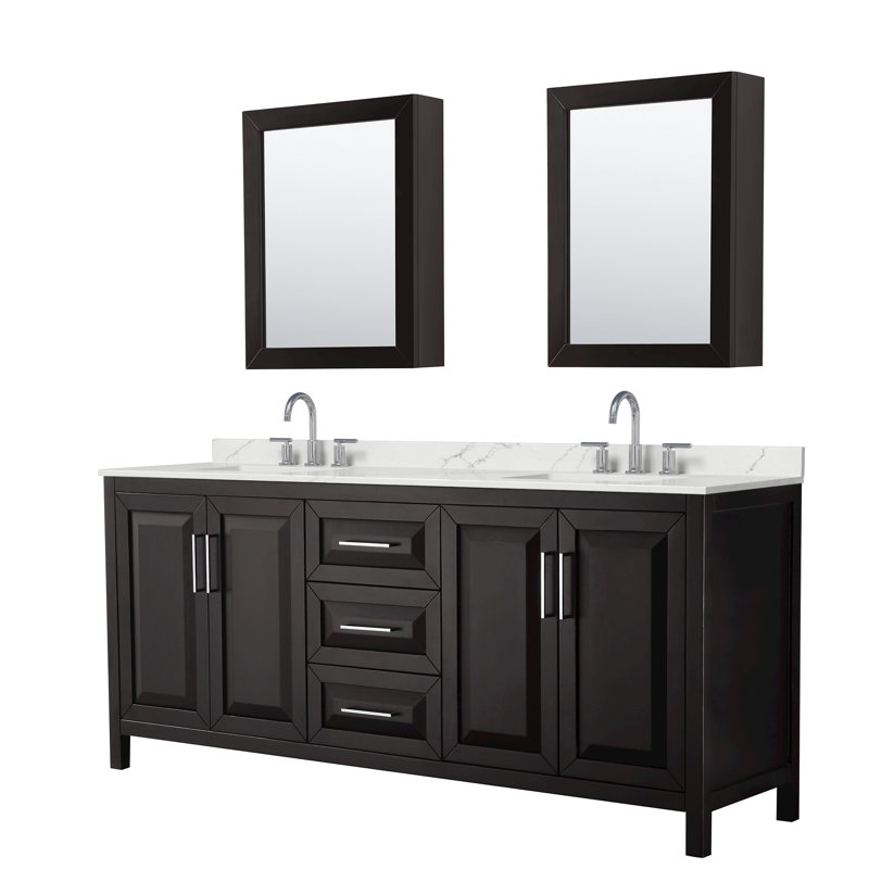 Daria 80'' W Vanity, Giotto Quartz, Brown, Polished Chrome