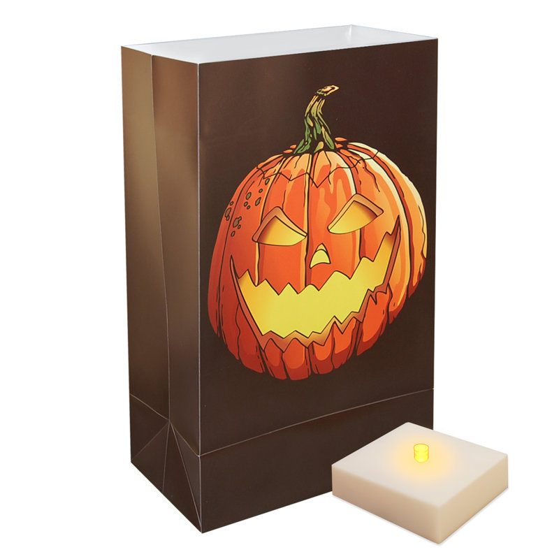 Battery-Operated Luminaria Kit, Jack O' Lantern - Set of 6