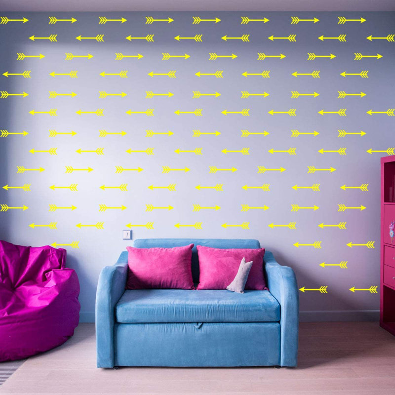 Décalcomanie murale flèches, H 2 po x l 10 po x P 0,8 po, Jaune