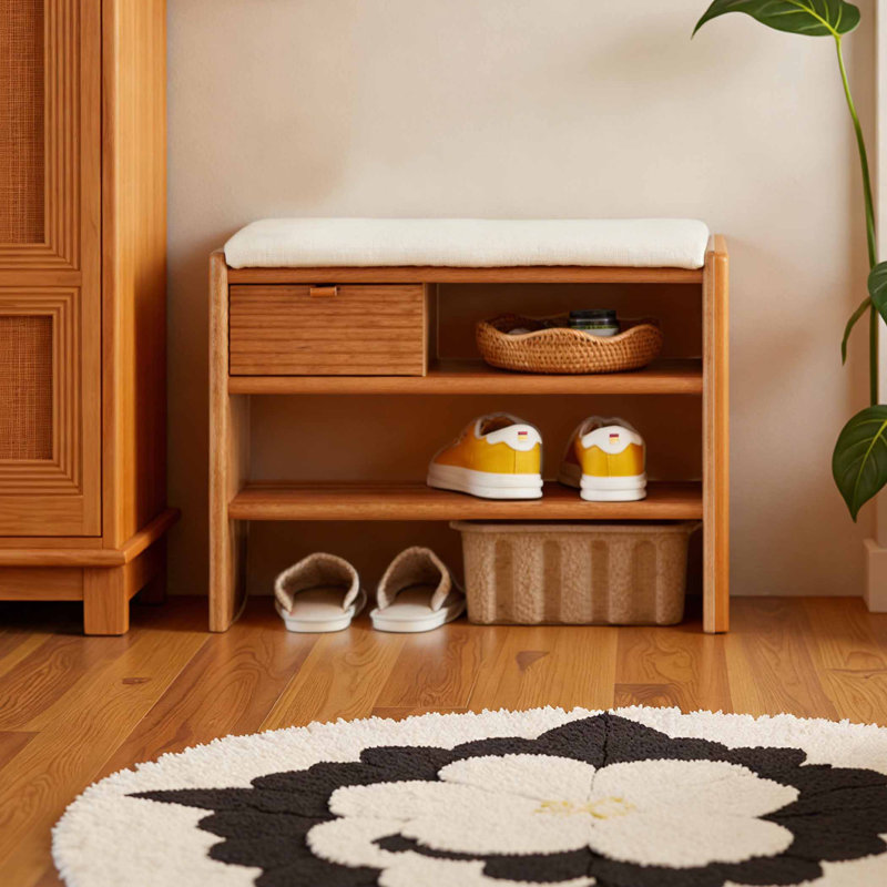 Italian style minimalist shoe storage bench, 17.72" H x 23.62" W x 11.81" D