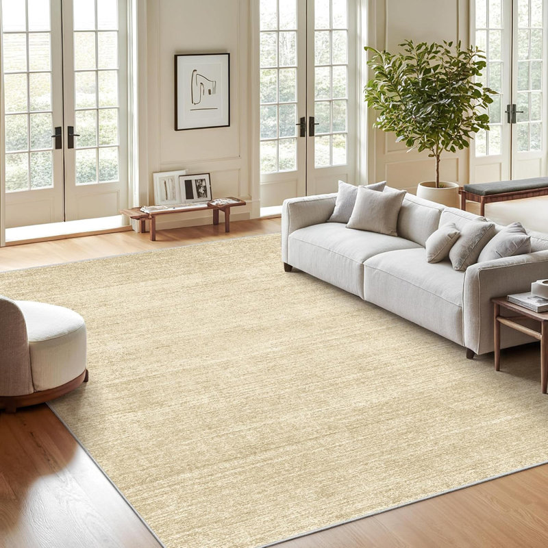 Washable 8'X10' Brown Printed Area Rug - Non-Slip Stain Resistant Large Rug For Living Room Bedroom, Foldable Machine Washable Rug