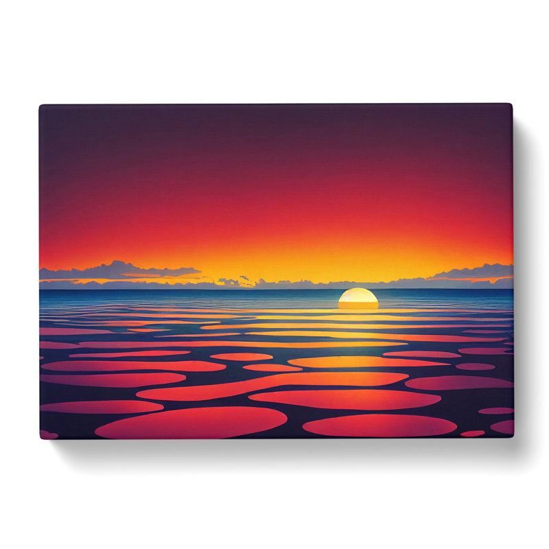 Contemporary Ocean Beach Sunset - Wrapped Canvas, 35cm H x 50cm W x 3cm D