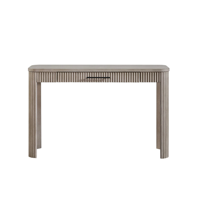 Bureau d'écriture taupe avec façade, 1 rangement, placage de bouleau, transitionnel décontracté, bois massif +, 48,42 po Profondeur, 16,47 largeur, 30,69 hauteur et 1 tiroir de rangement, placages, 48 po 16,5 po 30 po