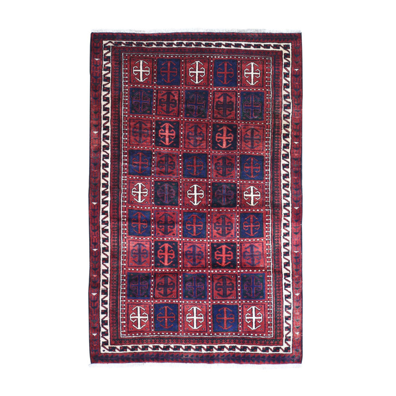 Tapis oriental rouge en laine naturel noué à la main 5 pi 8 po x 8 pi 6 po 4E15481FC7E74BAE938AF24BC0461310
