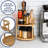 Wooden Rotating Spice Rack - 2 Tier Lazy Susan - 360 Degree Spinning Revolving Turntable Organizer Rack For Kitchen Countertop, Pantry