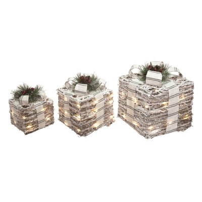 Gussman Christmas Lighted Presents Stuffed Holiday Accent