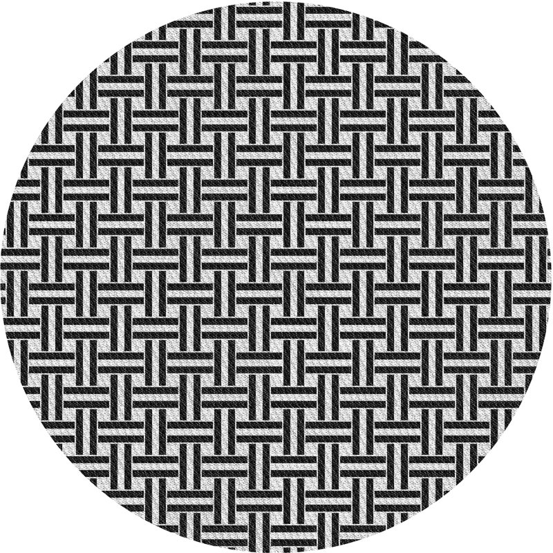 Tapis de zone noire à motifs, Rond 5 pi