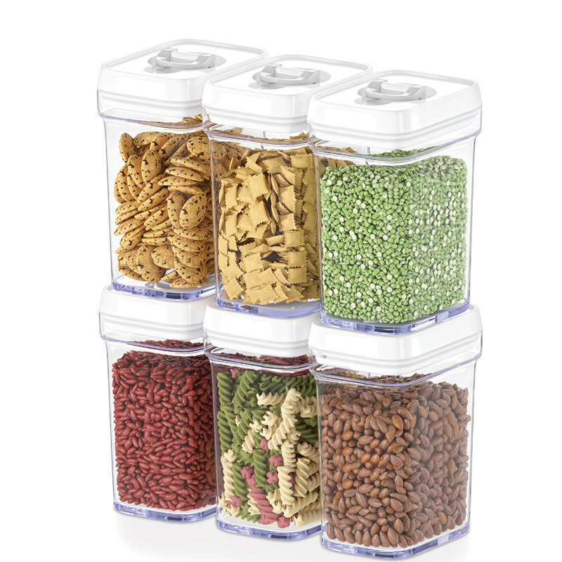 Contenants de rangement hermétiques pour cuisine, Transparent/blanc