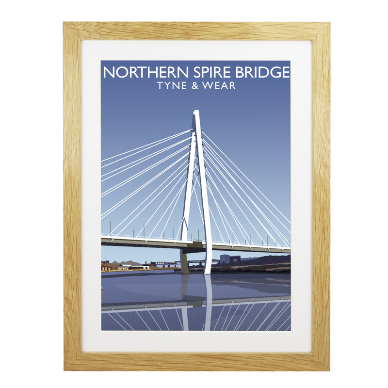 Northern Spire Bridge 1 Piece Wall Art, 43.5 cm H x 33.5 cm W x 2.2 cm D, Oak Wood Frame