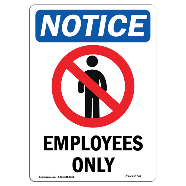 SignMission Employees Only Sign with Symbol | Wayfair