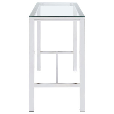 Tolbert Rectangular 47-Inch Glass Top Pub Bar Table Chrome