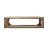 66 Inches Wide Ming Arch Coffee Table Weathered Natural with Distressed Gray