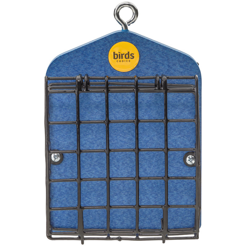 Birds Choice 8" Recycled Plastic 2-Cage Suet Feeder, Yellow, Deep Blue