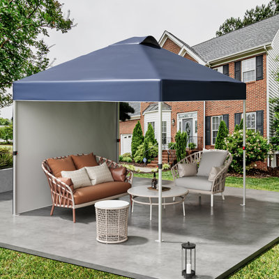 Auvent instantané 10 x 10 pi avec paroi latérale amovible, abri commercial pour le camping, la plage ou les fêtes, comprend un sac de transport à roulettes et des sacs de sable pour une protection UV imperméable