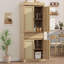 Armoire de rangement haute avec garde-manger en rotin avec portes et tablettes réglables pour armoire de salle de bain