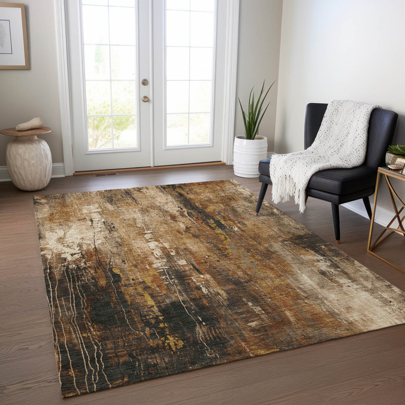 Machine Washable Indoor/Outdoor Cinead ACN1683 Taupe Rug, Rectangle 9' x 12'
