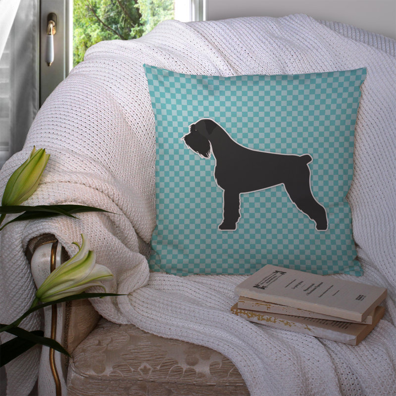 Coussin décoratif intérieur/extérieur géant schnauzer, H 14 po x l 14 po x P 3 po, Bleu