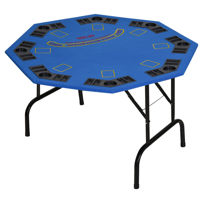 48" 8 - Player Foldable Poker Table, Blue