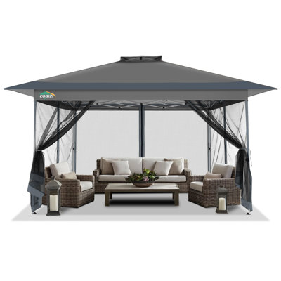 Auvent escamotable 10 x 15, abri de jardin sur le dégagement - tente avec moustiquaire pour la pelouse, le jardin, la cour et le patio