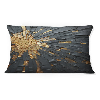 Black And Gold Abstract Meditation II - Abstract Painting Printed Throw Pillow
