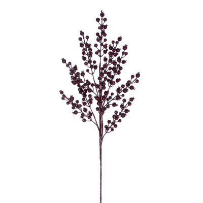  24" Burgundy Crab Apple Mixed Berry Spray. These artificial sprays feature vibrant burgundy berries and measure 24 inches tall. They are rated for indoor and outdoor use. Each bag contains three sprays.