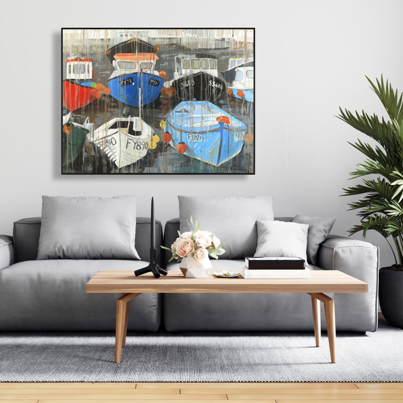 «Colour Fading Rain at the Port» - Toile encadrée Home Decor