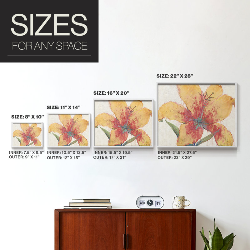 Blooming Lily -Framed Print - Restickable, 8" H x 10" W, White