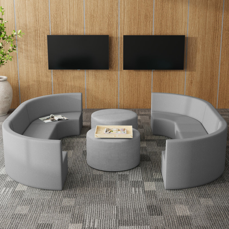 Pro Series Upholstered Round Ottoman, Slate Gray