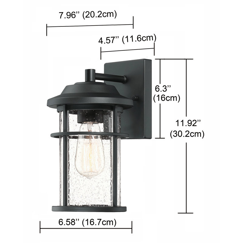 Applique murale 1 lumière pour lanterne murale câblée H 11,92 po noir mat