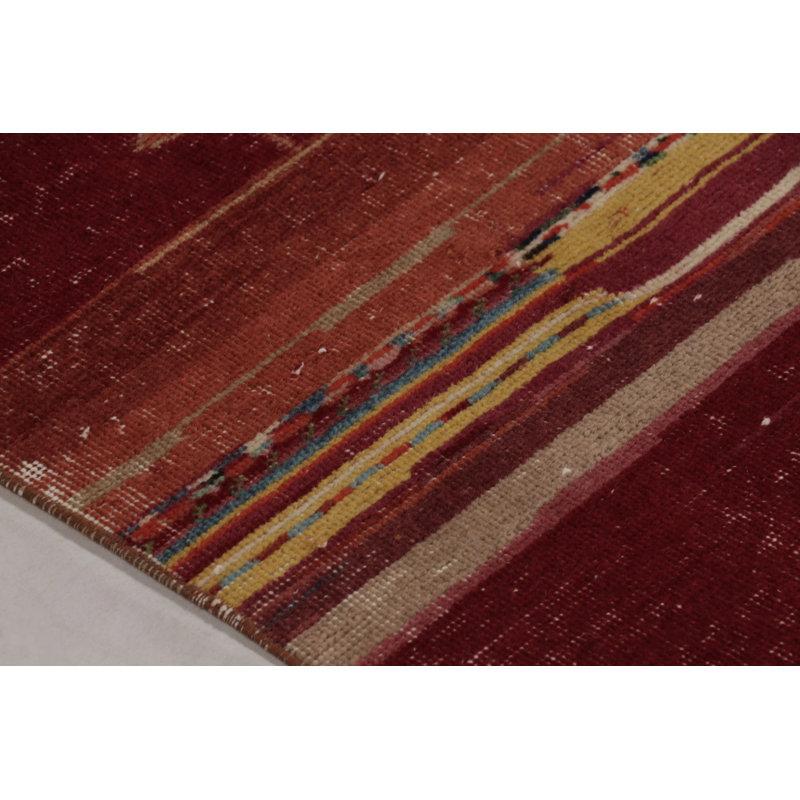 Vintage Zeki Müren Extra-Long Runner In Red With Colorful Stripes - Rug & Kilim