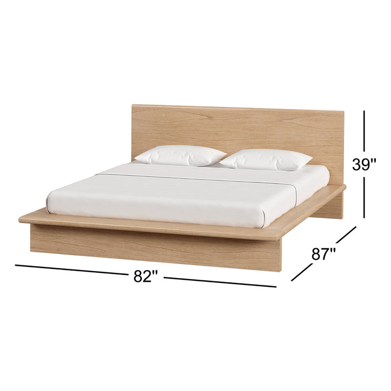Soleil Wood Low Profile Platform Bed, King, Light Brown