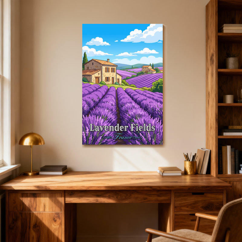 Scènes de campagne et paysages urbains de champs de lavande en France, H 36 po x l 24 po