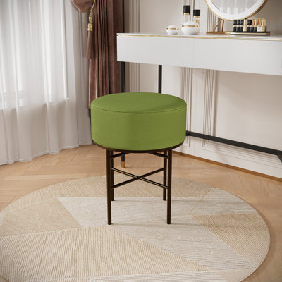 Pcs Round Cushioned Vanity Stool, Linen Upholstered Vanity Stool  Makeup Room,  Soft Stool  Bar And Dining, Ottoman Footrest Stool With Metal Legs  , Bedroom