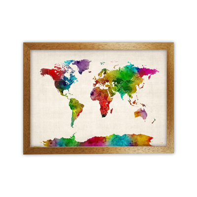World Map with Borders by Michael Tompsett - 1 Piece Wall Art