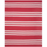 Harborview Flatweave Striped Area Rug in Red