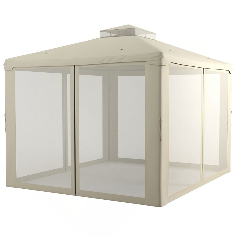 Pavillon de jardin 9,6 'x 11,6' Outsunny, Blanc, crème