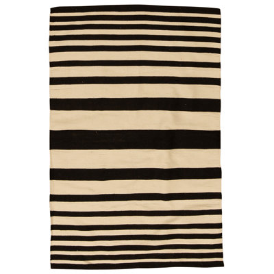 High-Quality Hand-Knotted White And Black Area Rug