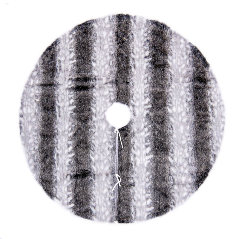72-Inch Gray and White Faux Fur Christmas Tree Skirt