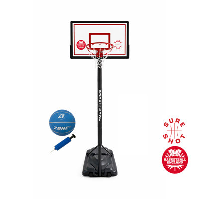 Sure Shot Game Telescopic Portable Basketball Hoop and Ball Set with White Backboard - BE Approved