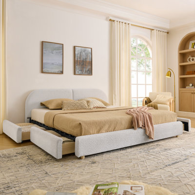 Structure de lit tapissier de style minimaliste moderne - Tissu de fil circulaire