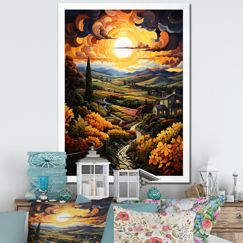 «Laik Countryside Bounteasant Vineyard Patchwork I», reproduction, H 20 po x l 12 po x P 1 po, Cadre photo blanc