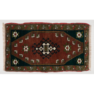 Handmade Anatolian Village Accent Rug, Vintage Door Mat or Bath Mat.