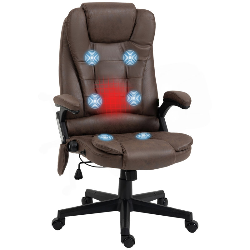 Fauteuil de bureau à 6 points de massage vibrant avec chaleur et dossier haut