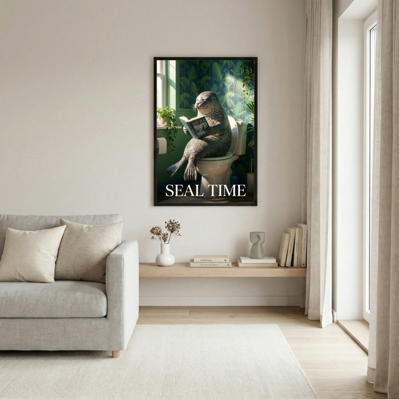 Cachet de lecture de phoque sur toile, ensemble de 1 reproduction d'art sur toile tendue, H 30 po x l 20 po