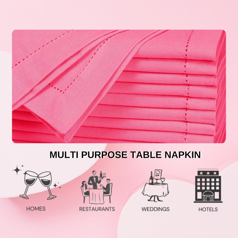 100% Cotton Dinner Napkins - (18x18, Baby Pink), Pink, 18" W x 18" L