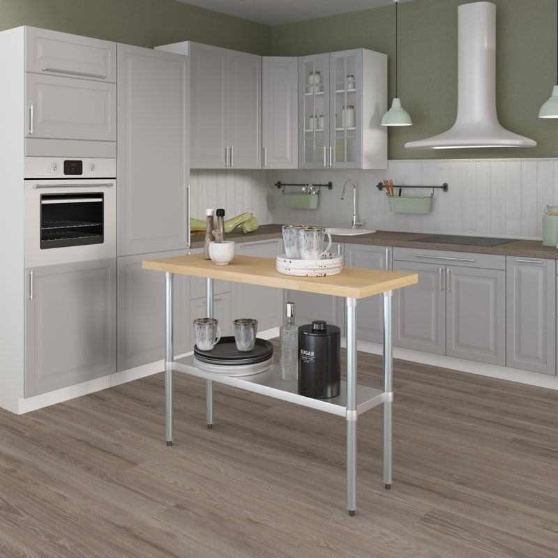 Amgood Wood 35'' H Work Table, 35" H x 48" Lx 18" D