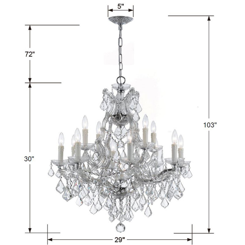 Weekes 13 - Light Glass Dimmable Classic / Traditional Chandelier, Polished Chrome, Clear Hand Cut