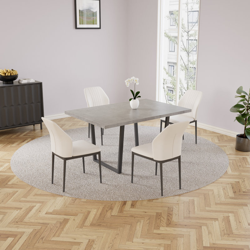 Lakishia 5-Piece Rectangular Dining Table Set with 4 Chairs for Dining Kitchen Room, White