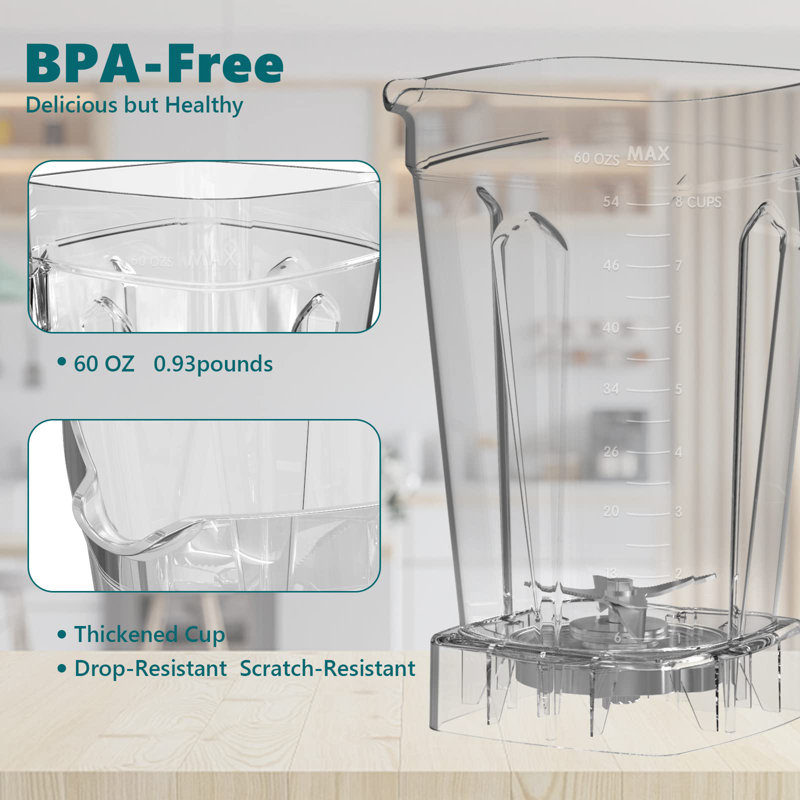 Black High-Speed Countertop Blender with Stainless Steel Blades, 60oz BPA-Free Jar