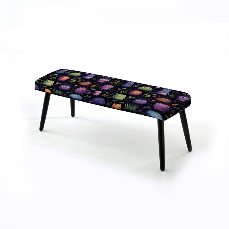 Mignon motif de monstres pour chambre d'enfant - Banc noir rembourré pour chambre d'enfant